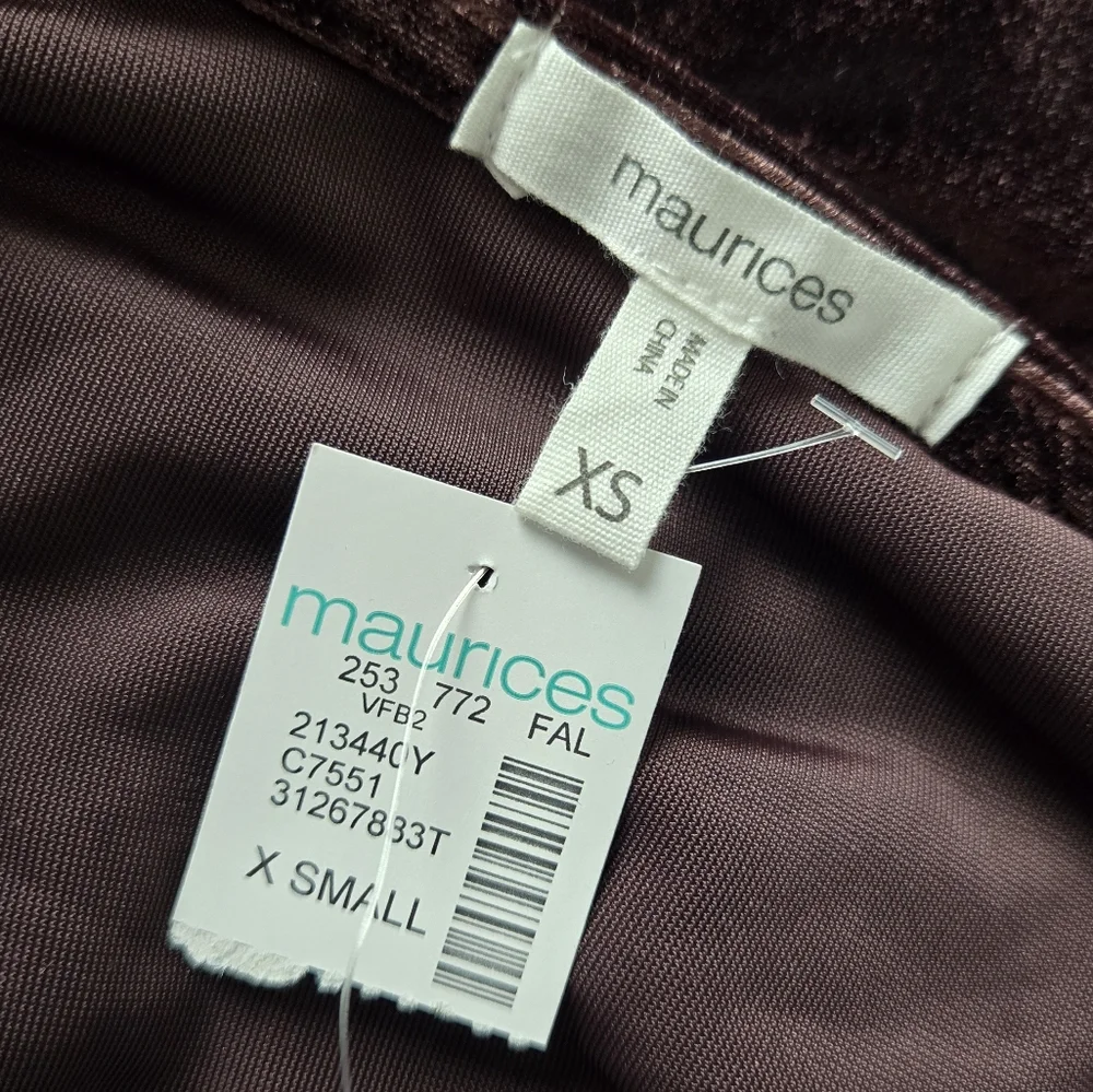 NWT Maurice's Velvet Short Puffy Sleeve Scoop Neck Top - Picture 10 of 14